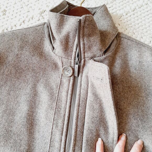 Jos. A. Bank Tan Brown High Neck Quilted Lined Heavyweight Wool Coat Jacket Sz:M - Picture 6 of 12